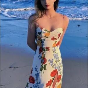 Reformation Elegant Floral  Dress with Spaghetti Straps4